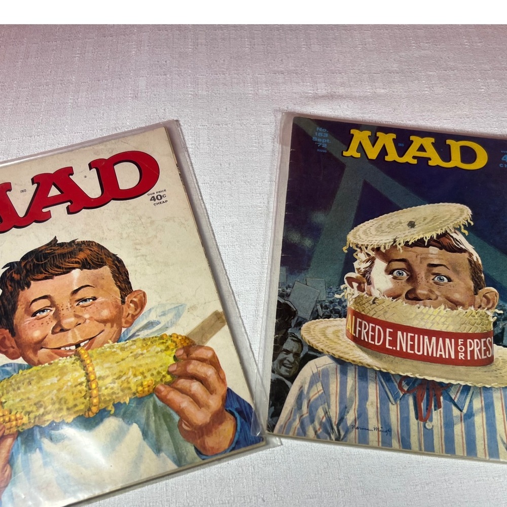 Vintage MAD Magazine Lot No 153 154 Sept Oct 1972 Alfred E Neuman Bronze Age